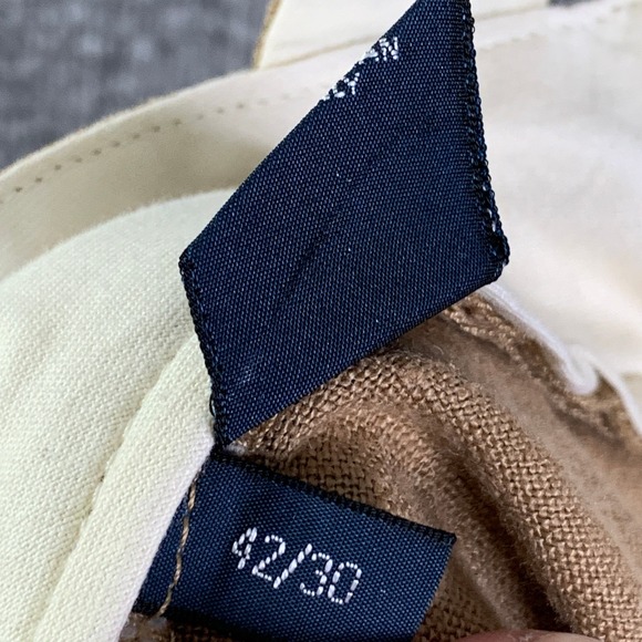 Vintage Polo Ralph Lauren Linen Pants Men 42x29 Brown Trousers Slacks Casual - Picture 6 of 15